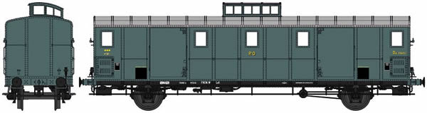 REE Modeles VB-108 - French PO Railroad Luggage Car OCEM 29 , Cushion wheelboxes, Era II